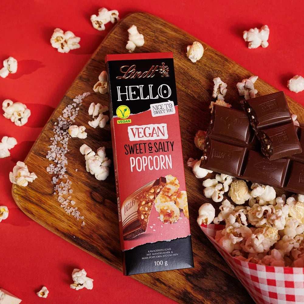Lindt Hello Vegan Sweetn Salty Popcorn Schokoladentafel 100g
