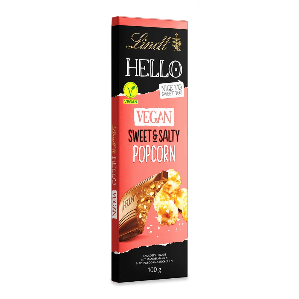 Lindt Hello Vegan Sweetn Salty Popcorn Schokoladentafel 100g
