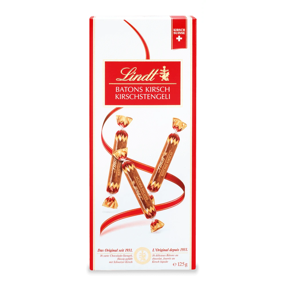 Lindt Kirsch-Stengeli, Schokoladen-Sticks, 125g Packung