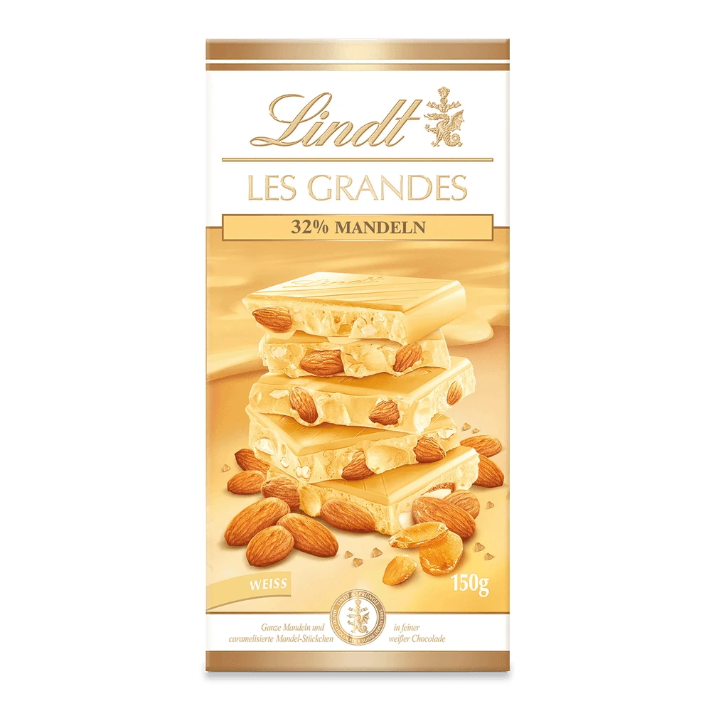 Lindt Les Grandes Amandes Blanc, Schokolade, 150g Tafel