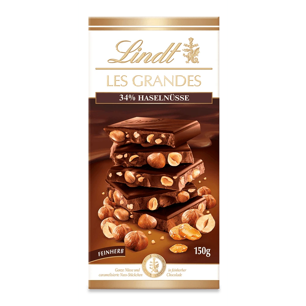 Lindt Les Grandes Feinherb 34% Haselnüsse - Schokolade - 150 Gramm