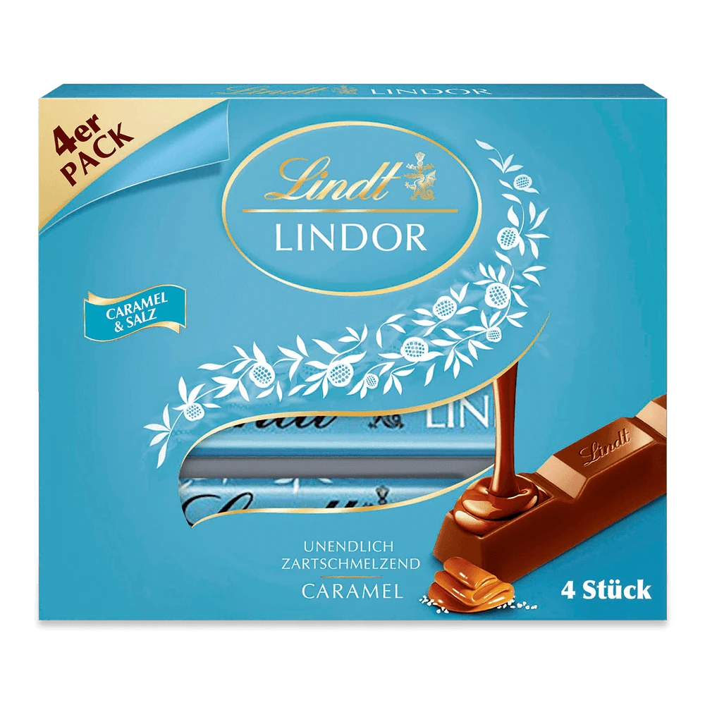 Lindt Lindor Caramel & Salz Vollmilch Sticks 4x25g