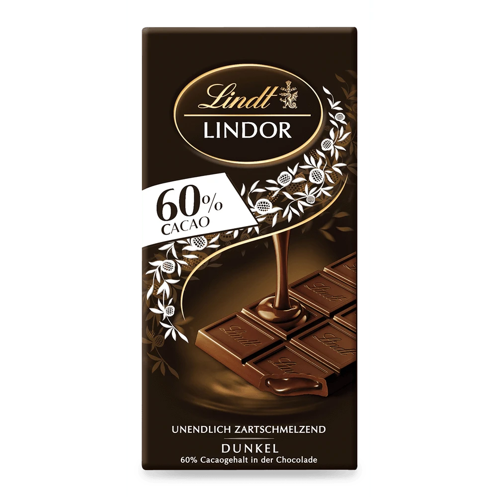 Lindt LINDOR Dark 60% Edelbitter Schokolade 100g