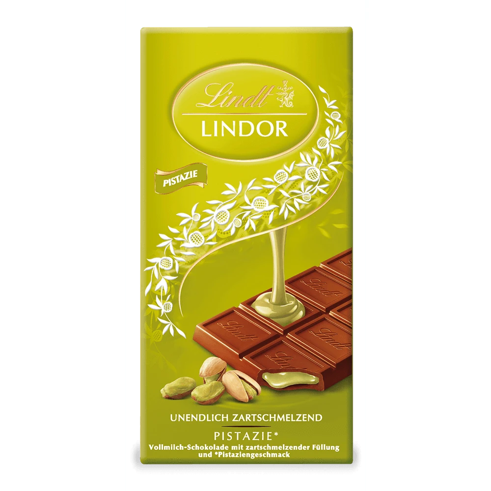Lindt Lindor Pistazie Vollmilchschokolade mit Pistazien Füllung 100g