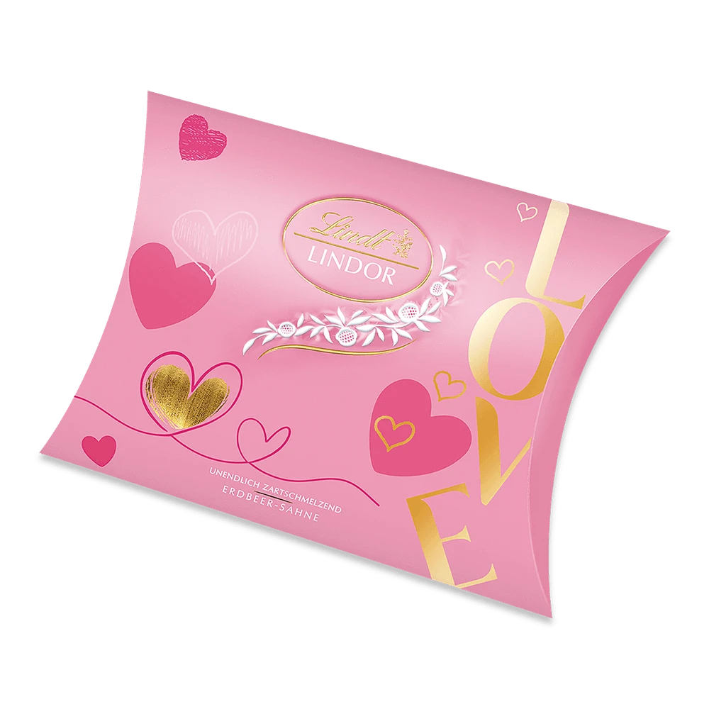 Lindt Lindor Pralinen Erdbeer Sahne Valentinstag Kissen 162g