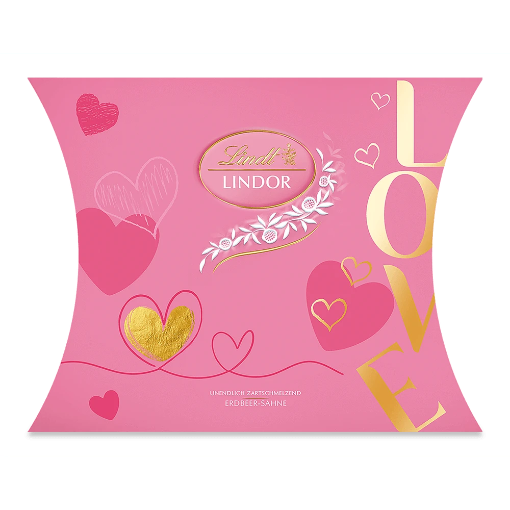 Lindt Lindor Pralinen Erdbeer Sahne Valentinstag Kissen 162g