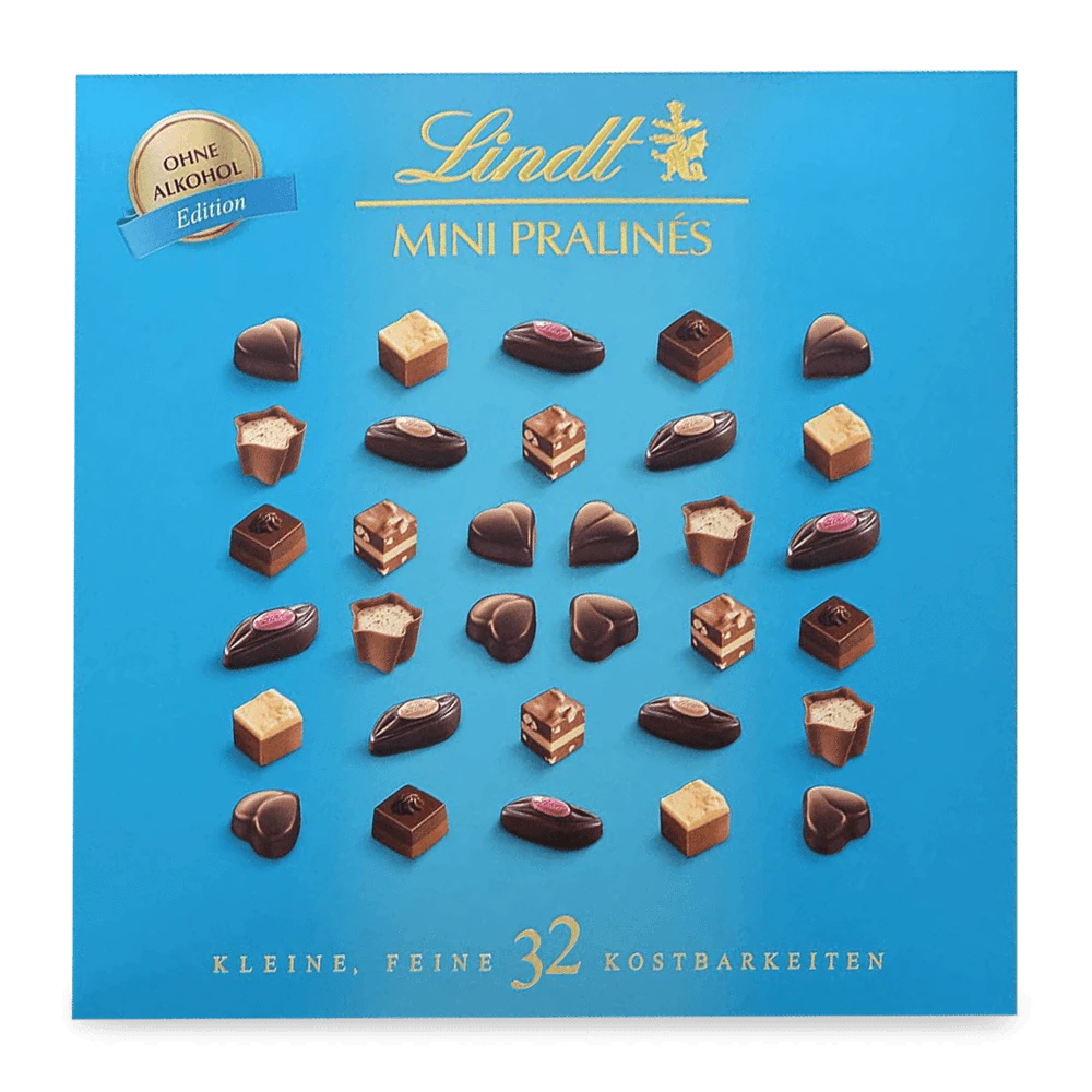 Lindt Mini Pralines ohne Alkohol | 155g Schachtel | 32 Kostbarkeiten