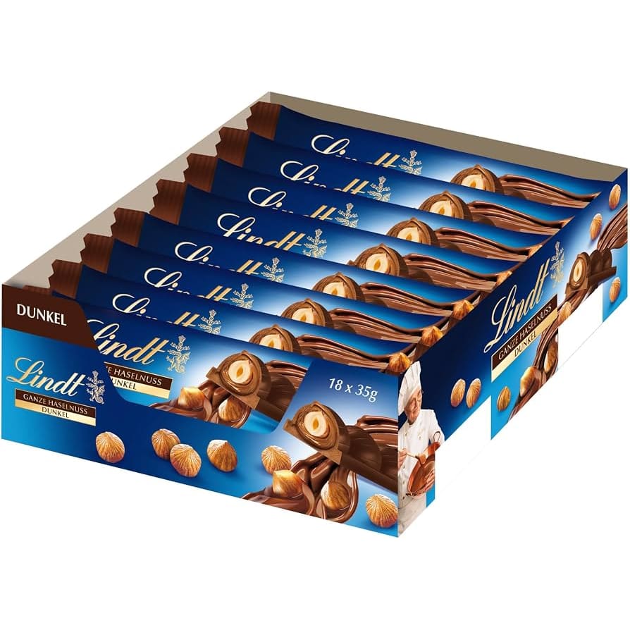 Lindt Nuss Deluxe Ganze Haselnuss Dunkel Schokoriegel 18x 35g