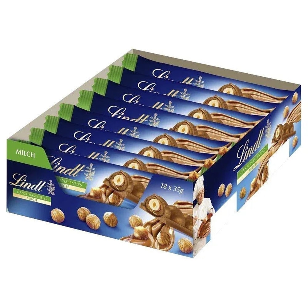 Lindt Nuss Deluxe Ganze Haselnuss Vollmilch Schokoriegel 18x 35g