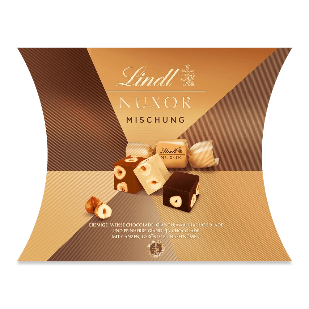 Lindt NUXOR Pralinen Gianduja Haselnuss Mischung 206g Kissenpackung