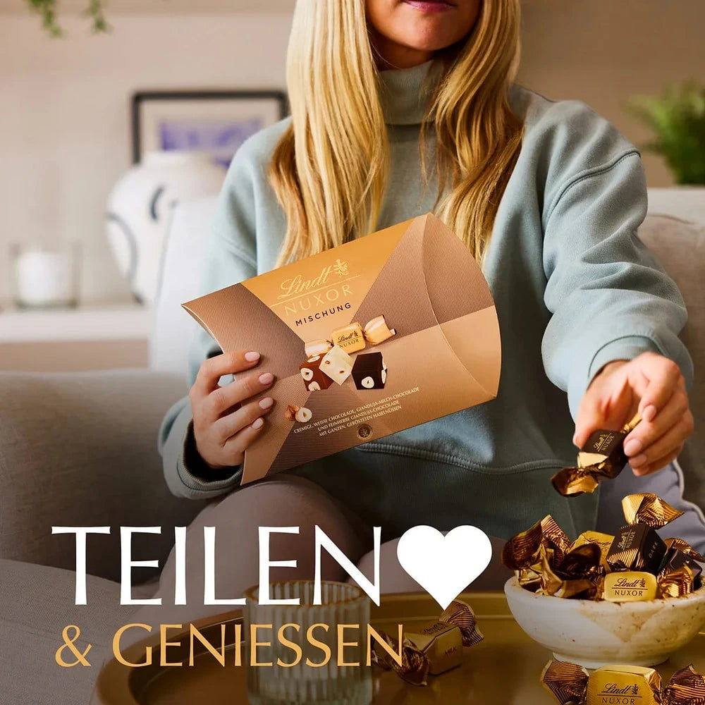 Lindt NUXOR Pralinen Gianduja Haselnuss Mischung 206g Kissenpackung