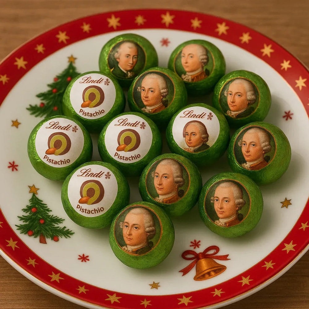 Lindt Pistachio Mozartkugeln – Pistazienmarzipan & Haselnuss-Nougat, 500g