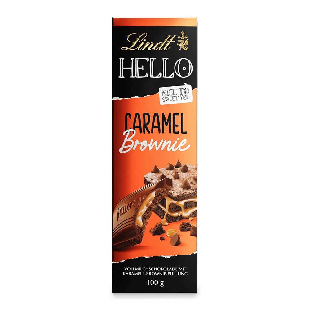 Lindt Schokolade HELLO Caramel Brownie | 100 g Tafel | Vollmilch-Schokolade