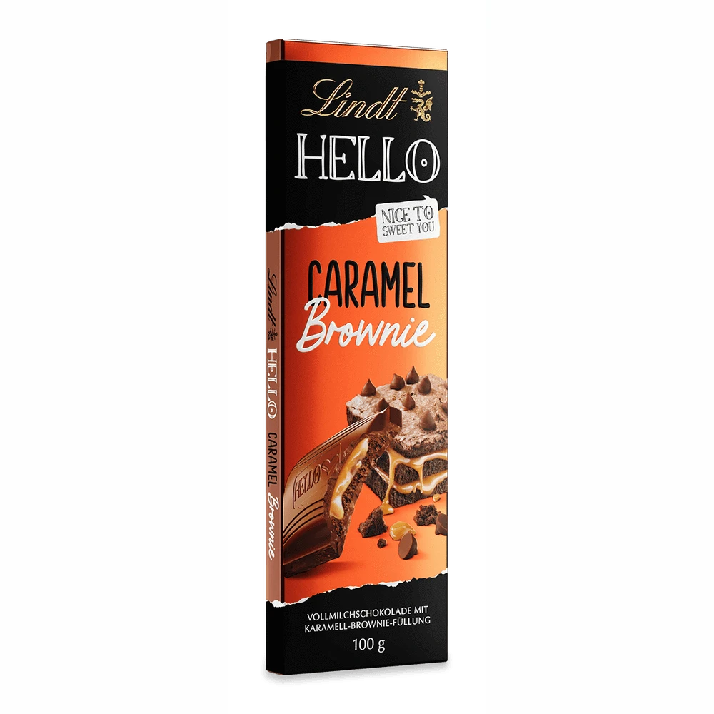 Lindt Schokolade HELLO Caramel Brownie | 100 g Tafel | Vollmilch-Schokolade