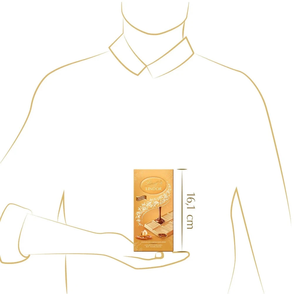 Lindt Tafel LINDOR Golden Caramel Schokolade Weiss Haselnuss 100g