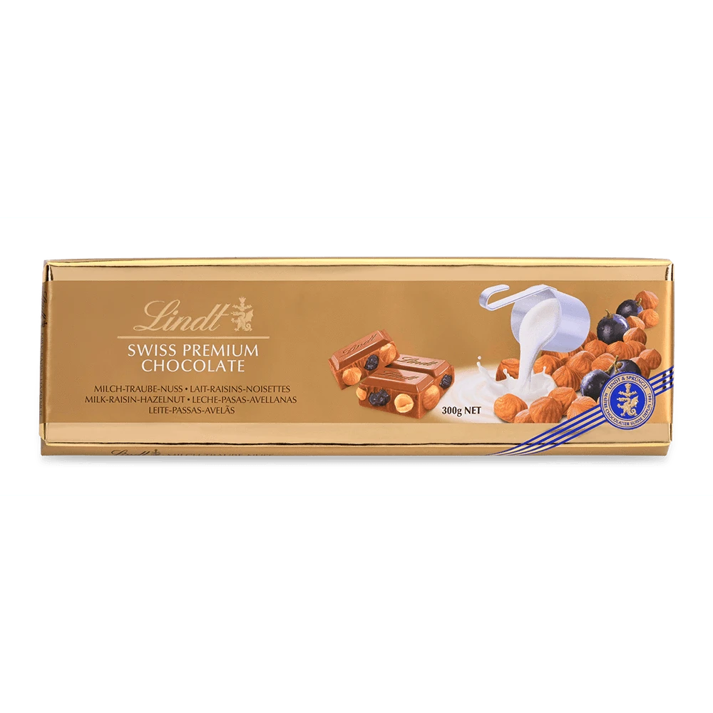 Lindt Traube Nuss Schweizer Vollmilch Swiss Premium Schokolade 300g