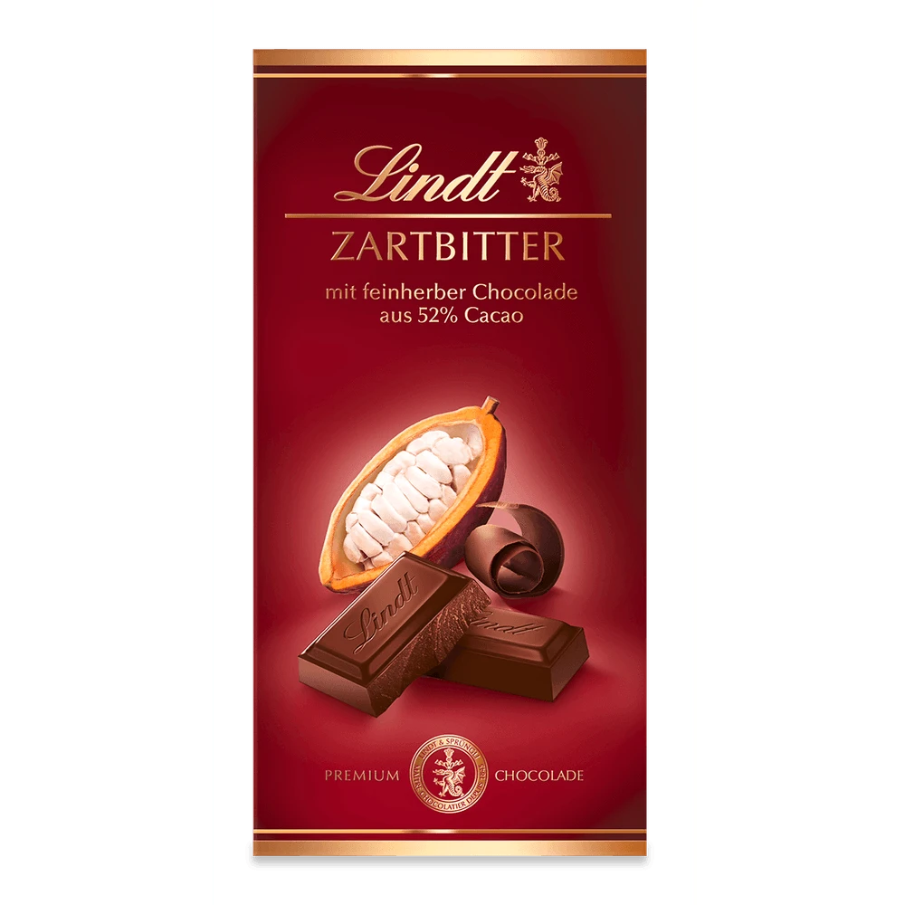 Lindt Zartbitter Schokolade 52%, 100g Tafel