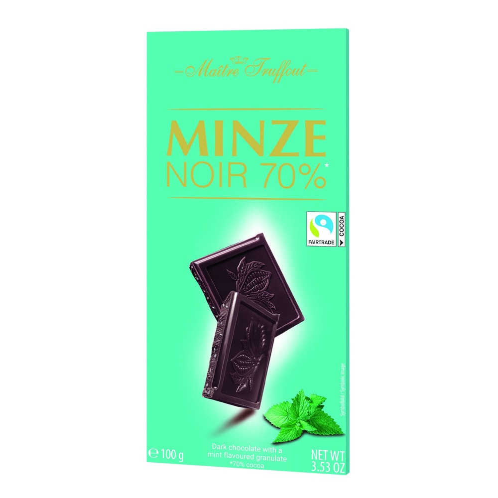 Maître Truffout Zartbitterschokolade 70% mit Minzgeschmack 100g