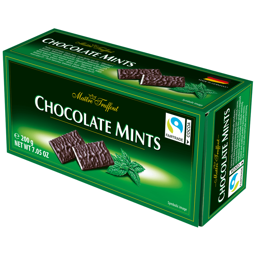 Maitre Truffout Chocolate Mints - Zartbitter Täfelchen Minze 200g kakaofreie