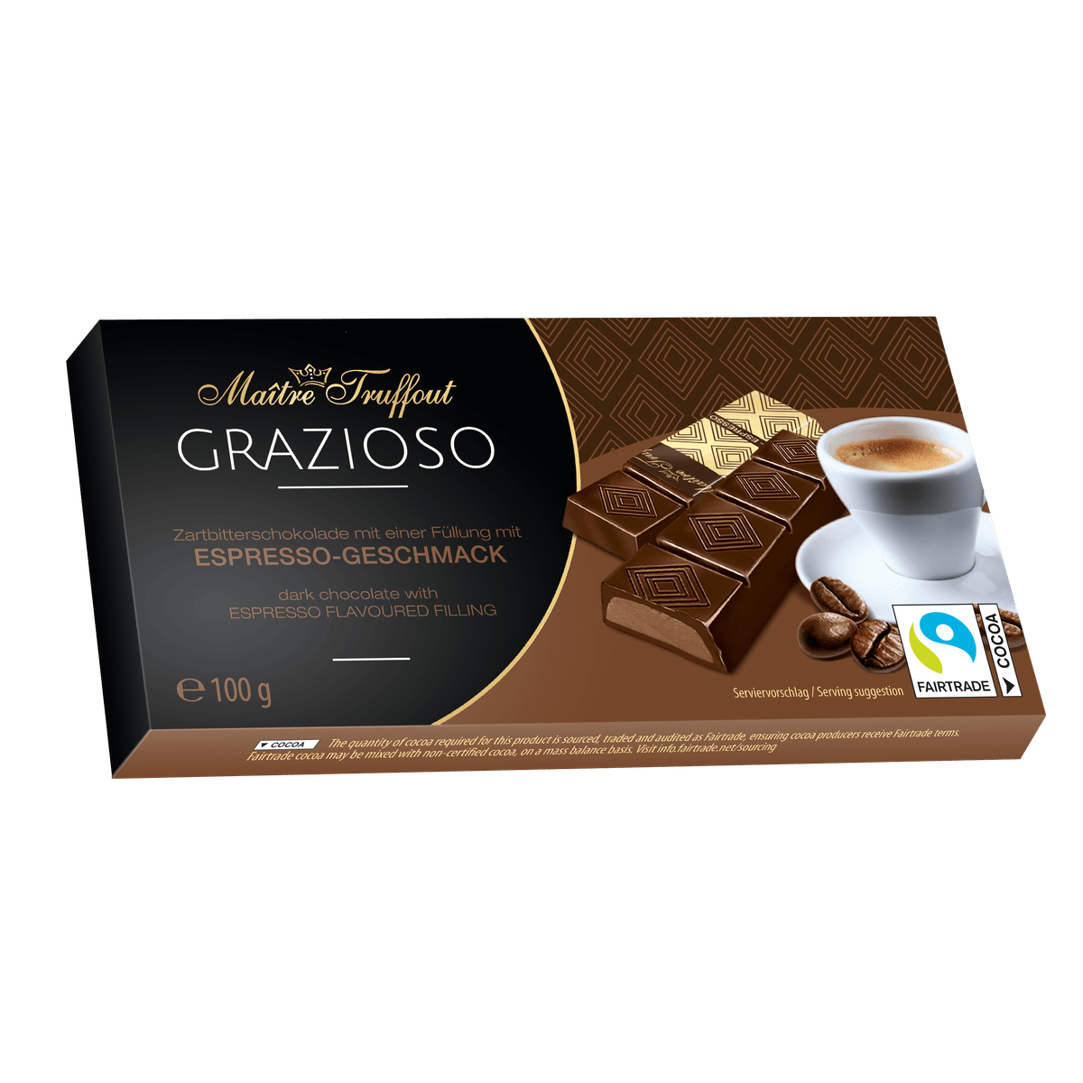 Maitre Truffout Grazioso Zartbitterschokolade mit Espressogeschmackfüllung 58c806-2