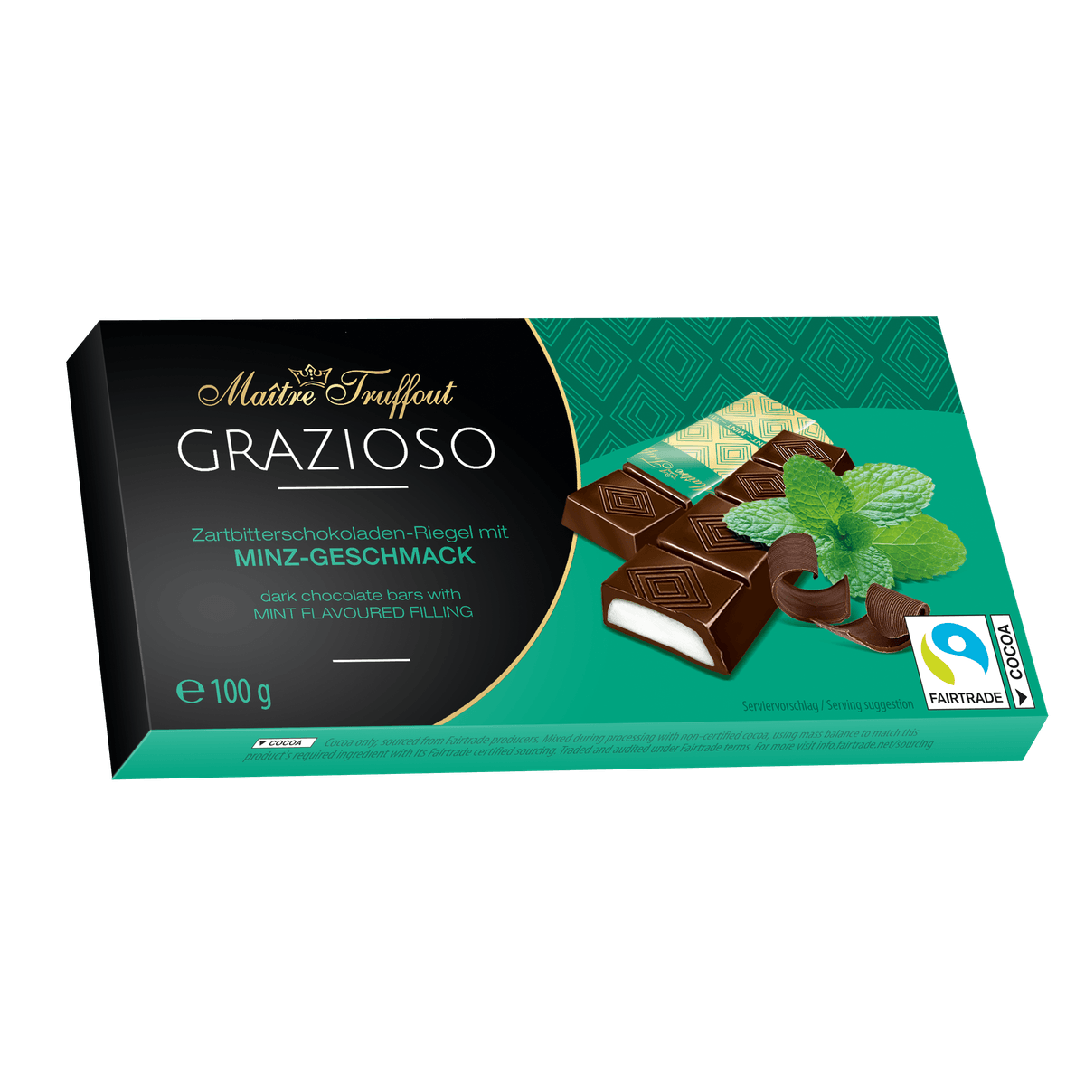 Maitre Truffout Grazioso Zartbitterschokolade mit Minzecreme 100g (8x12,5g) 58c806-2