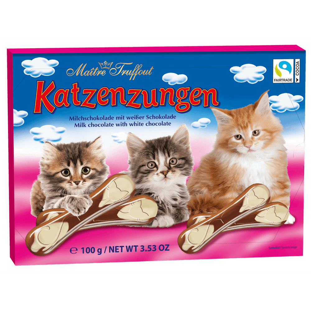 Maitre Truffout Milch- und weiße Schokolade Katzenzungen 100g