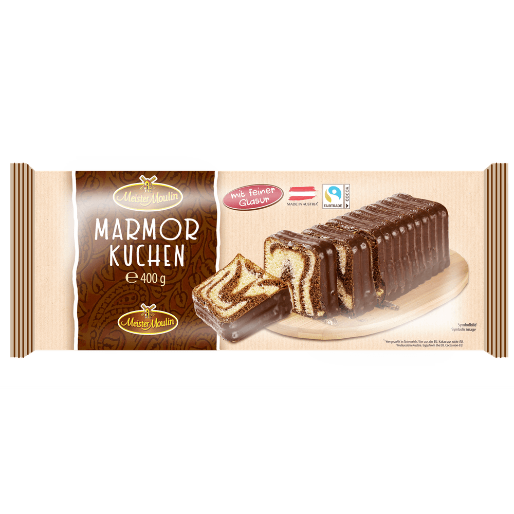 Meister Moulin Marmorkuchen mit feiner Glasur 400g kakaofreie Schoko-Alternative