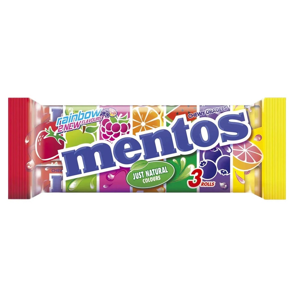 Mentos Rainbow Frucht Kaubonbon 3x37,5g