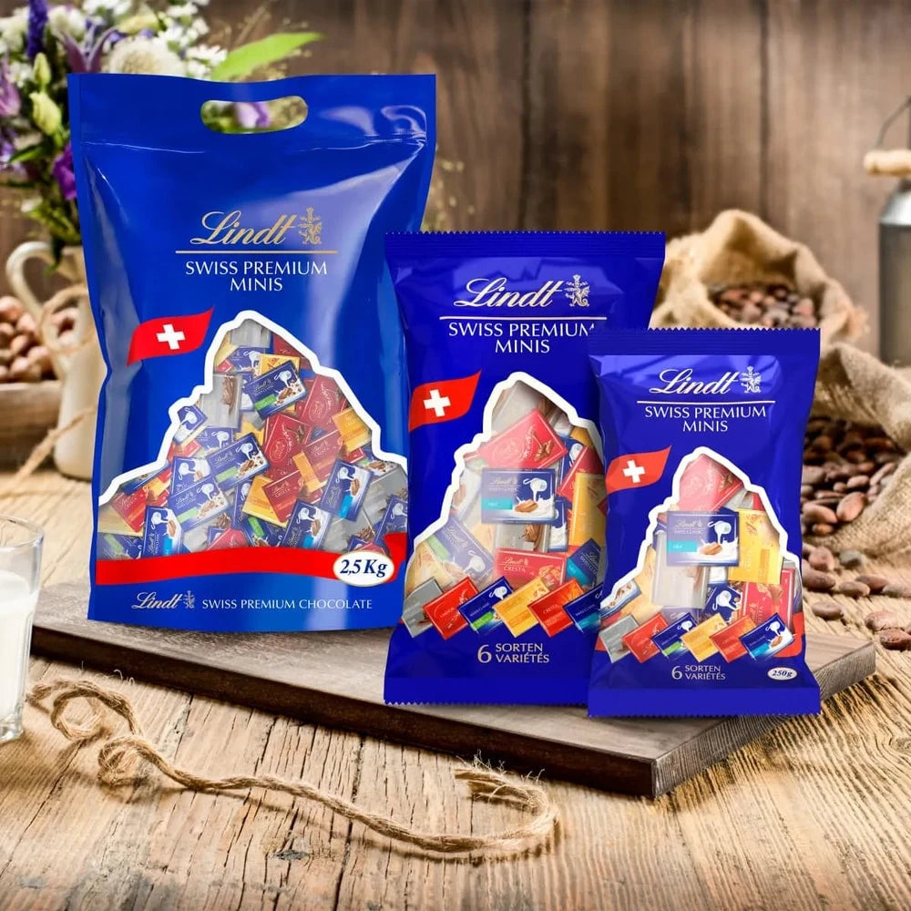 Napolitains Lindt Mini Schokoladen 6 Sorten Swiss Premium Minis Chocolate 250g