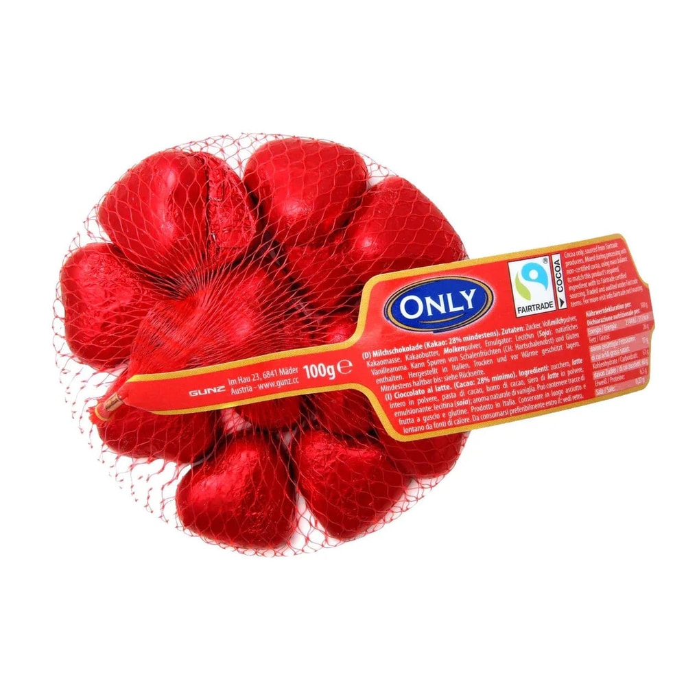 Only Herzen Milchschokolade im Netz 100g