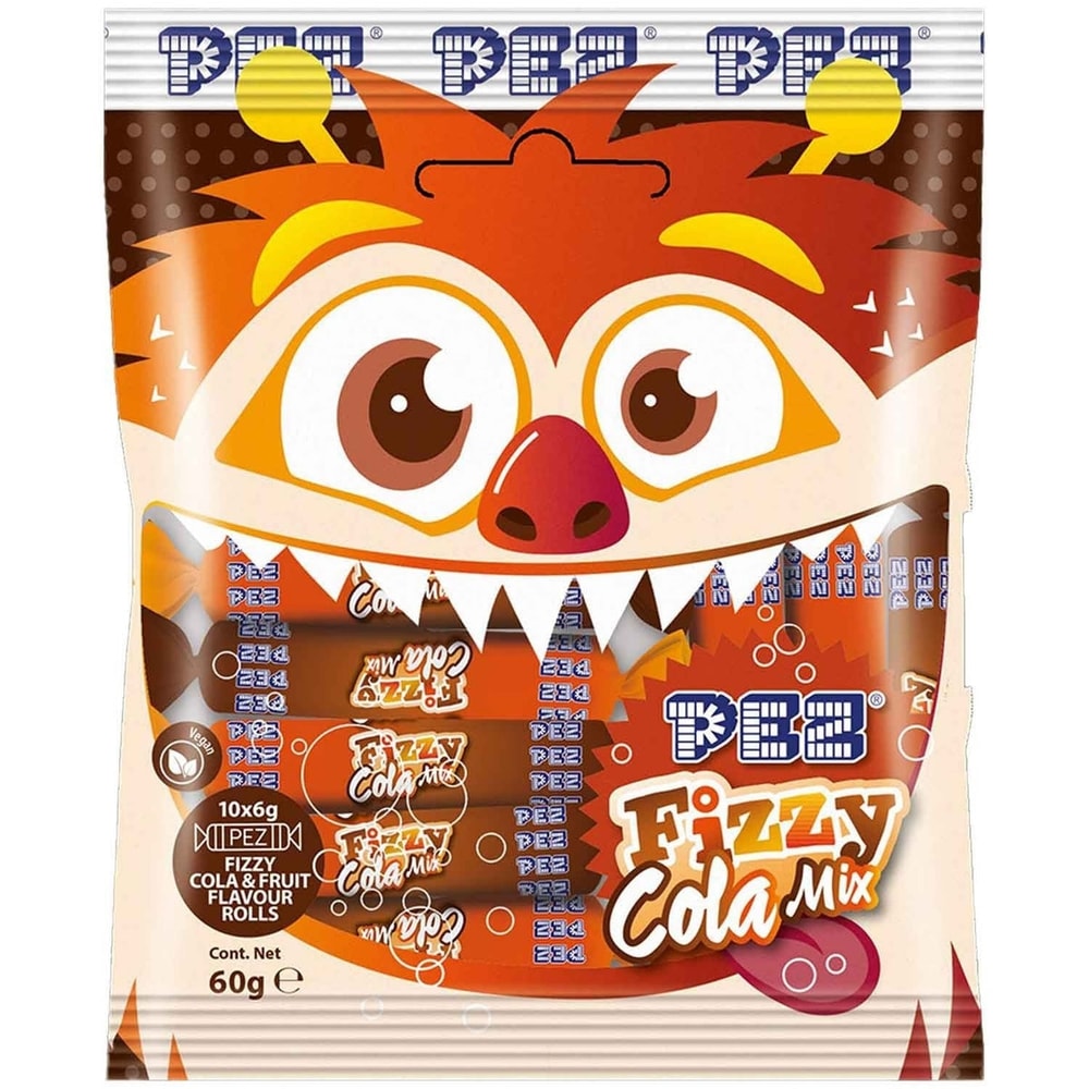 PEZ Fizzy Brausebonbon Cola Mix 10x6g = 60g Monster