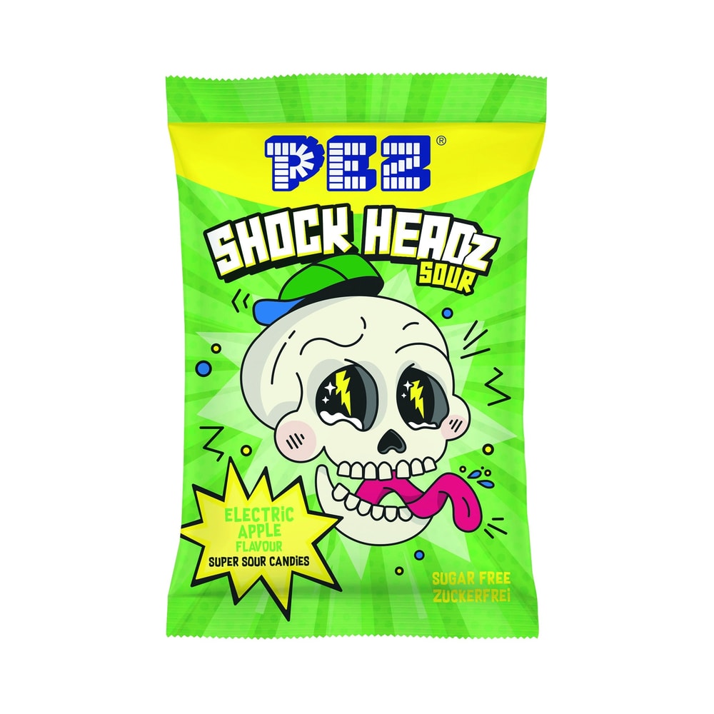 PEZ Shock Headz Grüner Apfel 25g
