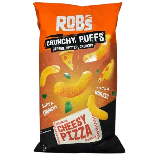 Rob`s Crunchy Puffs | Bigger, Better, Crunchy | Cheesy Pizza 130g - Schokobote.de