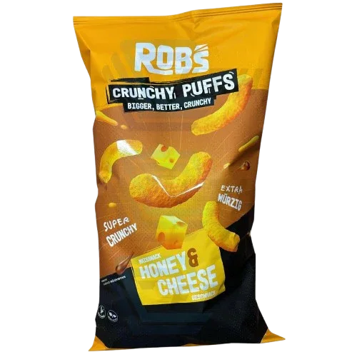 Rob`s Crunchy Puffs | Bigger, Better, Crunchy | Honey & Cheese 130g | - Schokobote.de