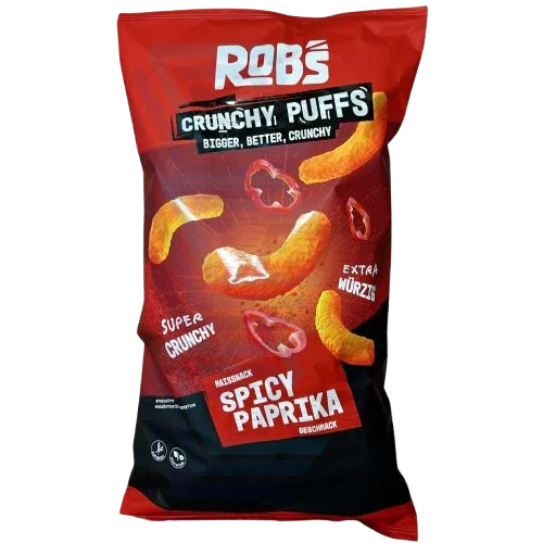 Rob`s Crunchy Puffs | Bigger, Better, Crunchy | Spicy Paprika 130g | - Schokobote.de