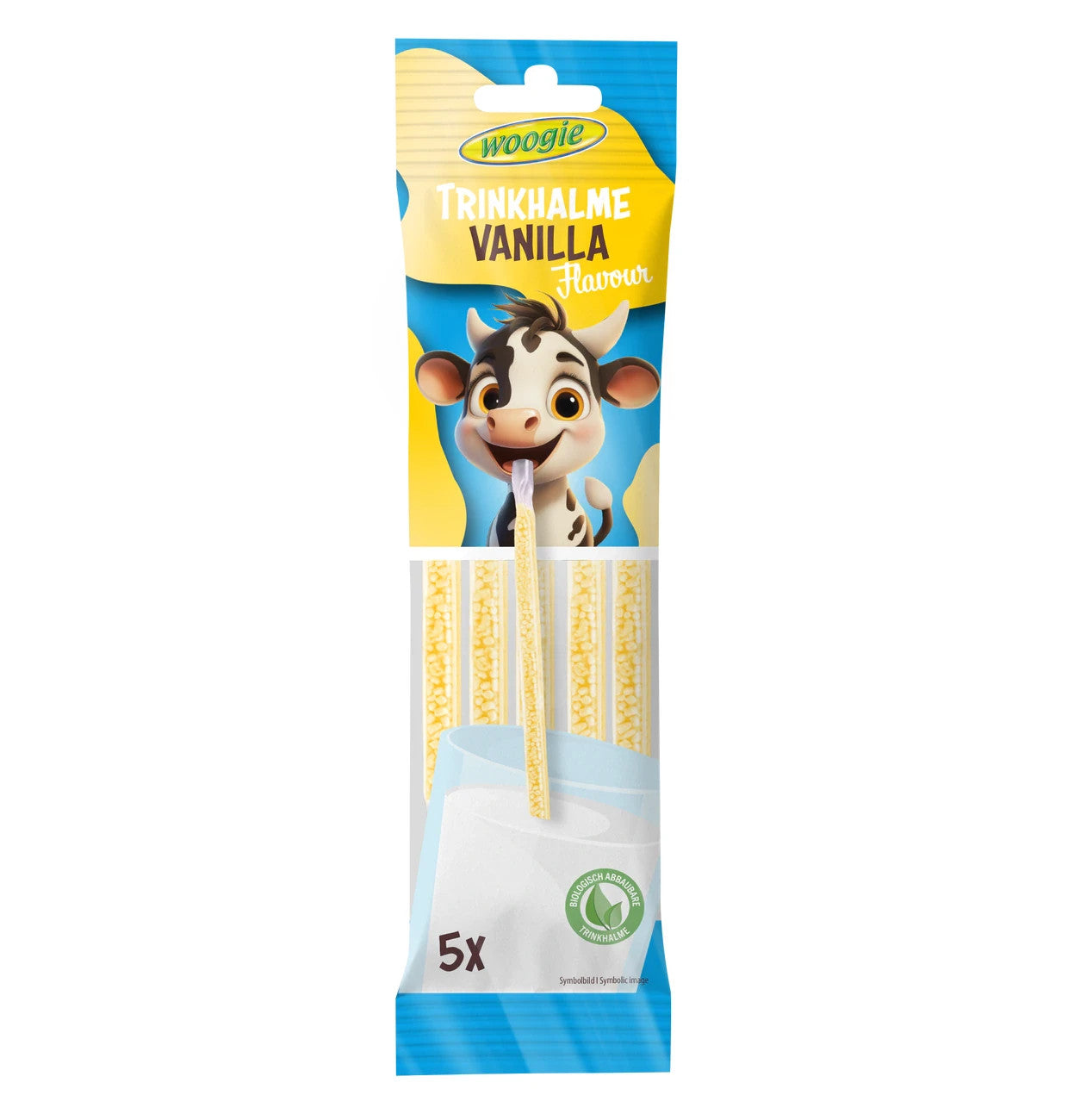 Woogie Trinkhalme Vanille Kakao Erdbeere 30g 5x6g Zuckerperlen