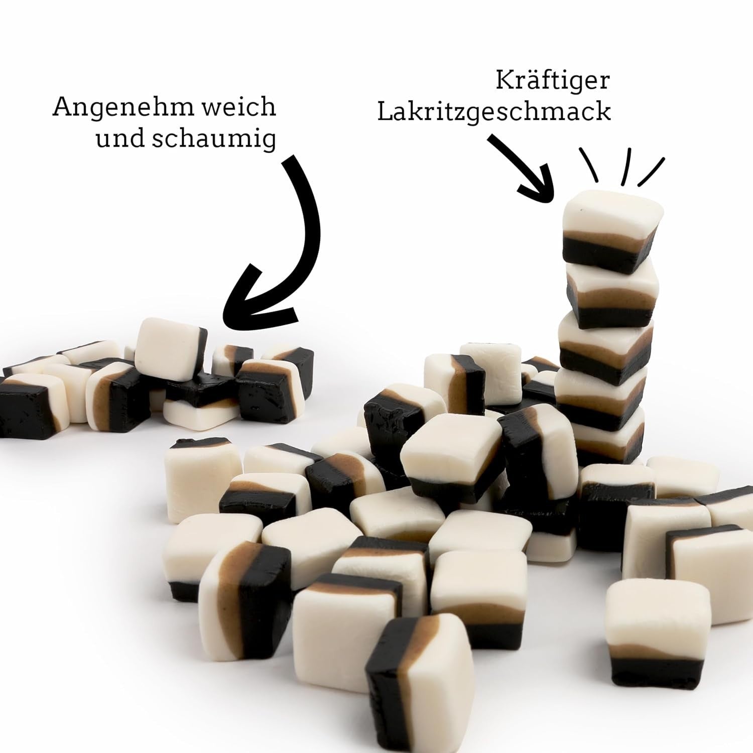Lühders Lakritz Fruchtgummi Würfel Schaum 500g