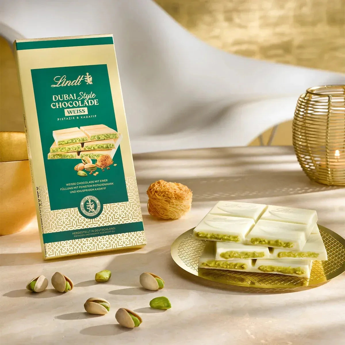 Lindt Dubai Style Chocolade Weiß, 150g - Schokobote.de