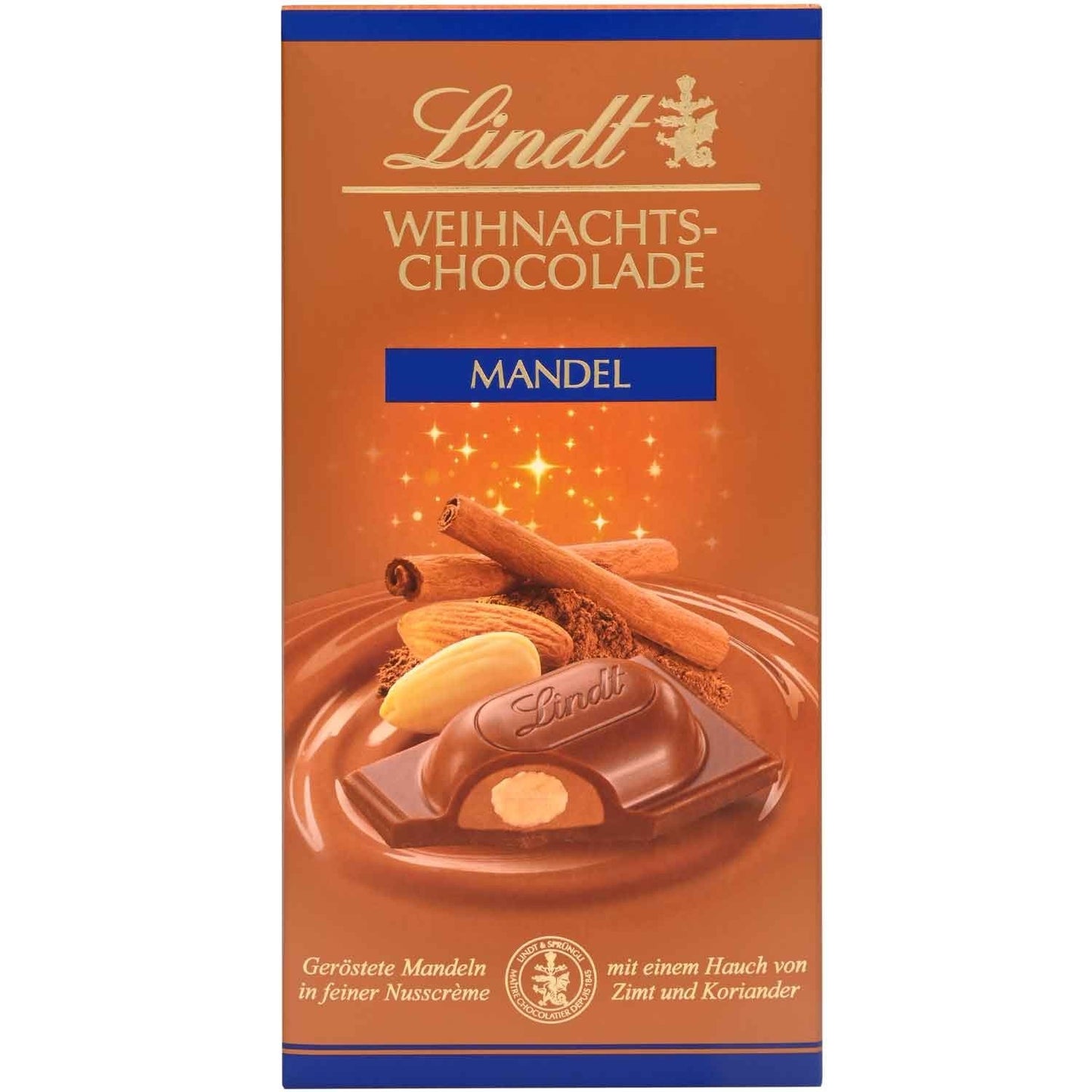 Lindt Weihnachts-Chocolade Mandel Tafel 100g