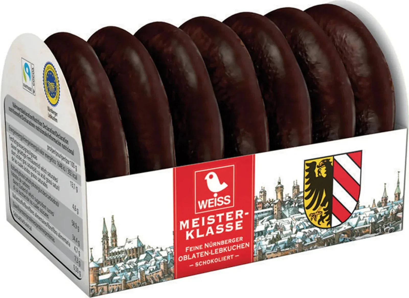 Weiss Nürnberger Oblatenlebkuchen Zartbitter 5x200g 1kg Meisterklasse - Schokobote.de