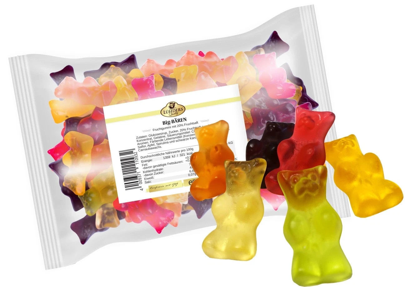 Lühders Fruchtgummi Big Bären 20 Prozent Saft 500g