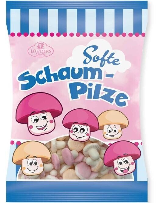 Lühders Schaumpilze Fruchtgummi Apfel weich 100g