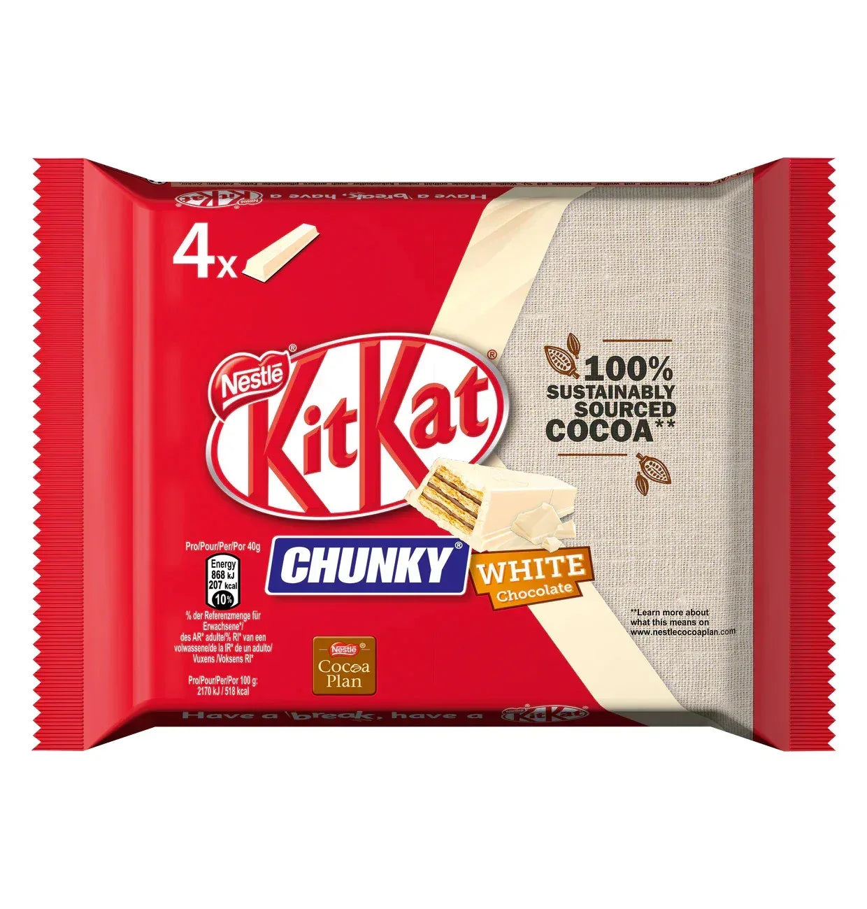 KitKat Chunky White Knusperwaffel Weiße Schokolade 4x40g - Schokobote.de