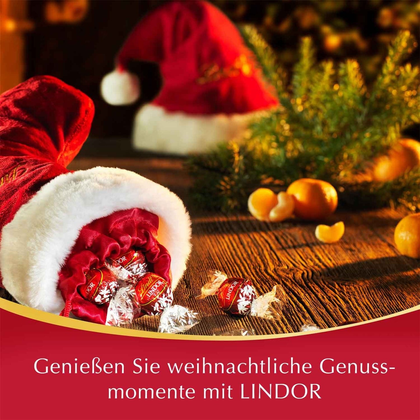 Lindt Lindor Kugeln Vollmilch Weihnachtsmann-Mütze 175g