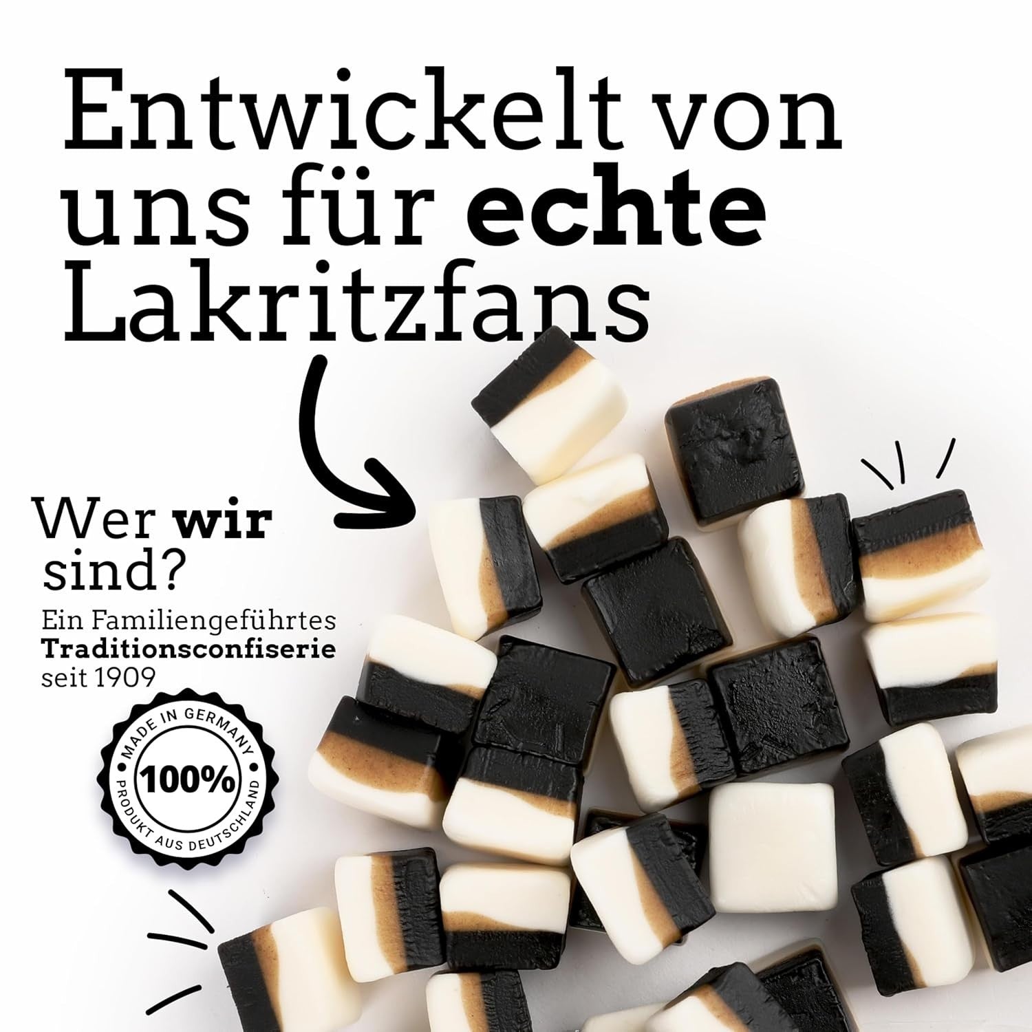 Lühders Lakritz Fruchtgummi Würfel Schaum 500g