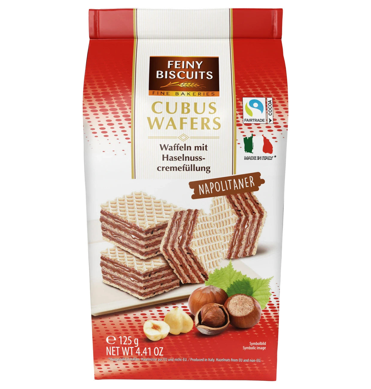 Feiny Biscuits Cubus Wafers Napolitaner Haselnuss Waffeln 125g