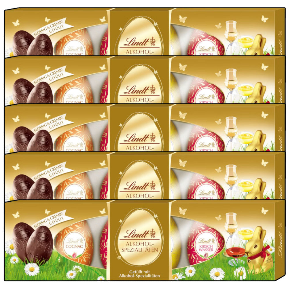Lindt Schokoladen Eier Spezialitäten Alkohol Füllung 5x 108g = 540g