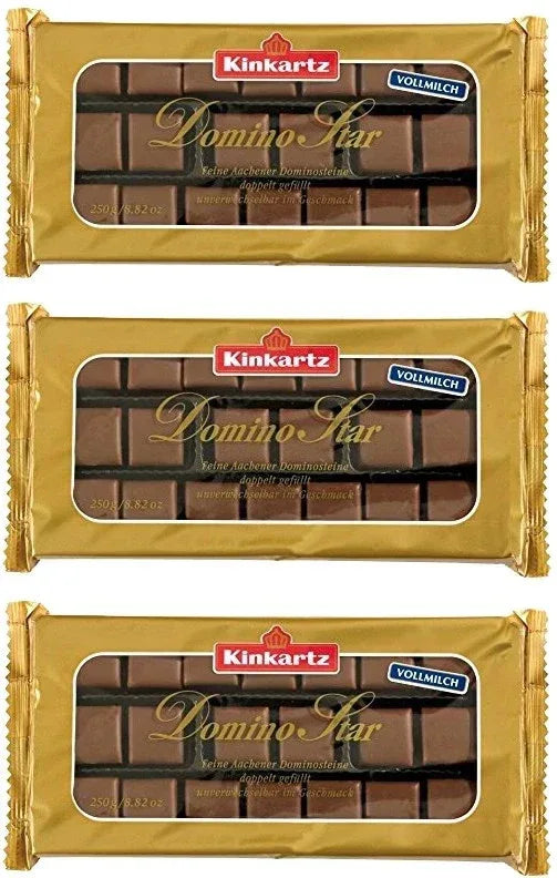 Kinkartz Domino Star Vollmilch 3 x 250g Feine Aachener Dominosteine 750g - Schokobote.de
