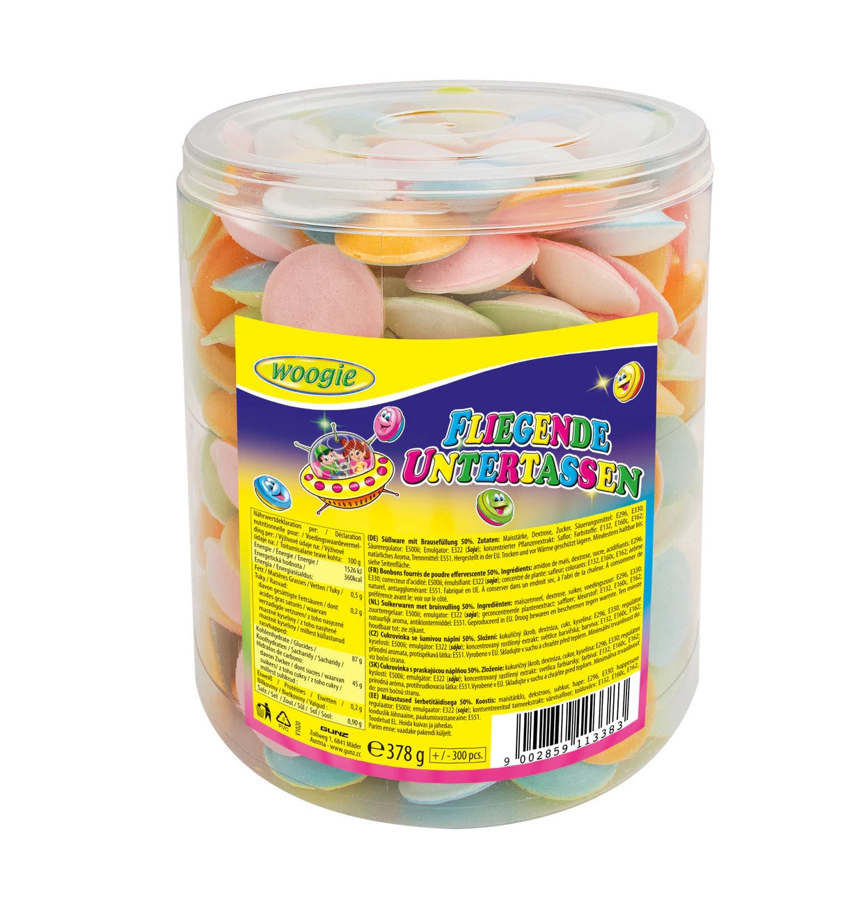 Woogie Fliegende Untertassen Brausefüllung Süßware 378g