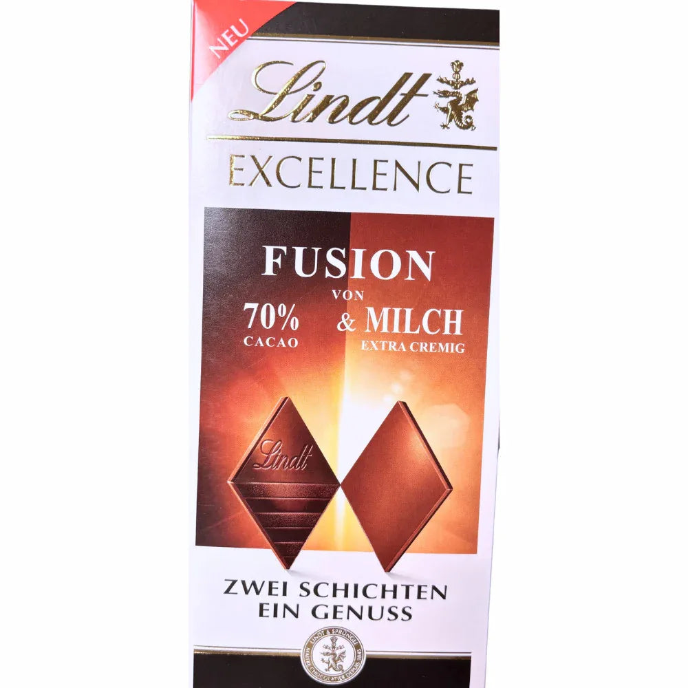Lindt Excellence Fusion 70% Kakao & Milch | Edelbitter auf Vollmilch | 100g Tafe - Schokobote.de